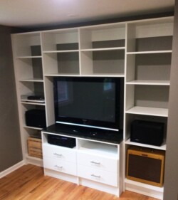 ENTERTAINMENT CENTER WHITE WITH GRANITE