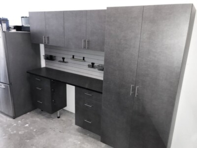 GARAGE CABINETS PEWTER WITH SLATWALL