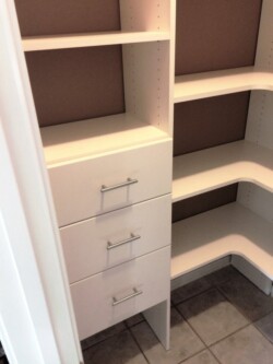 PANTRY WITH DRAWERS AND CORNER SHELVES